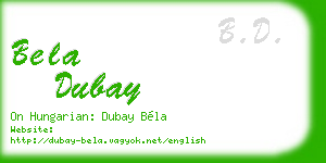bela dubay business card
